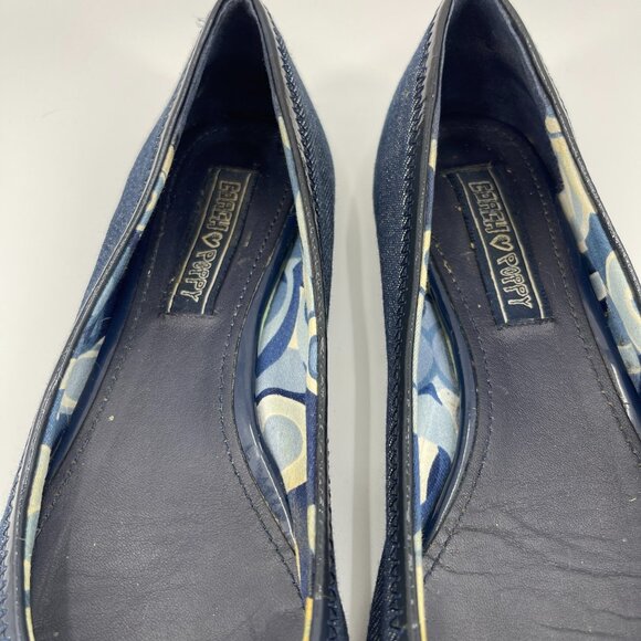 Coach Poppy Caper Navy Blue Denim Flats Jeweled Rhinestone Charms - Picture 8 of 16